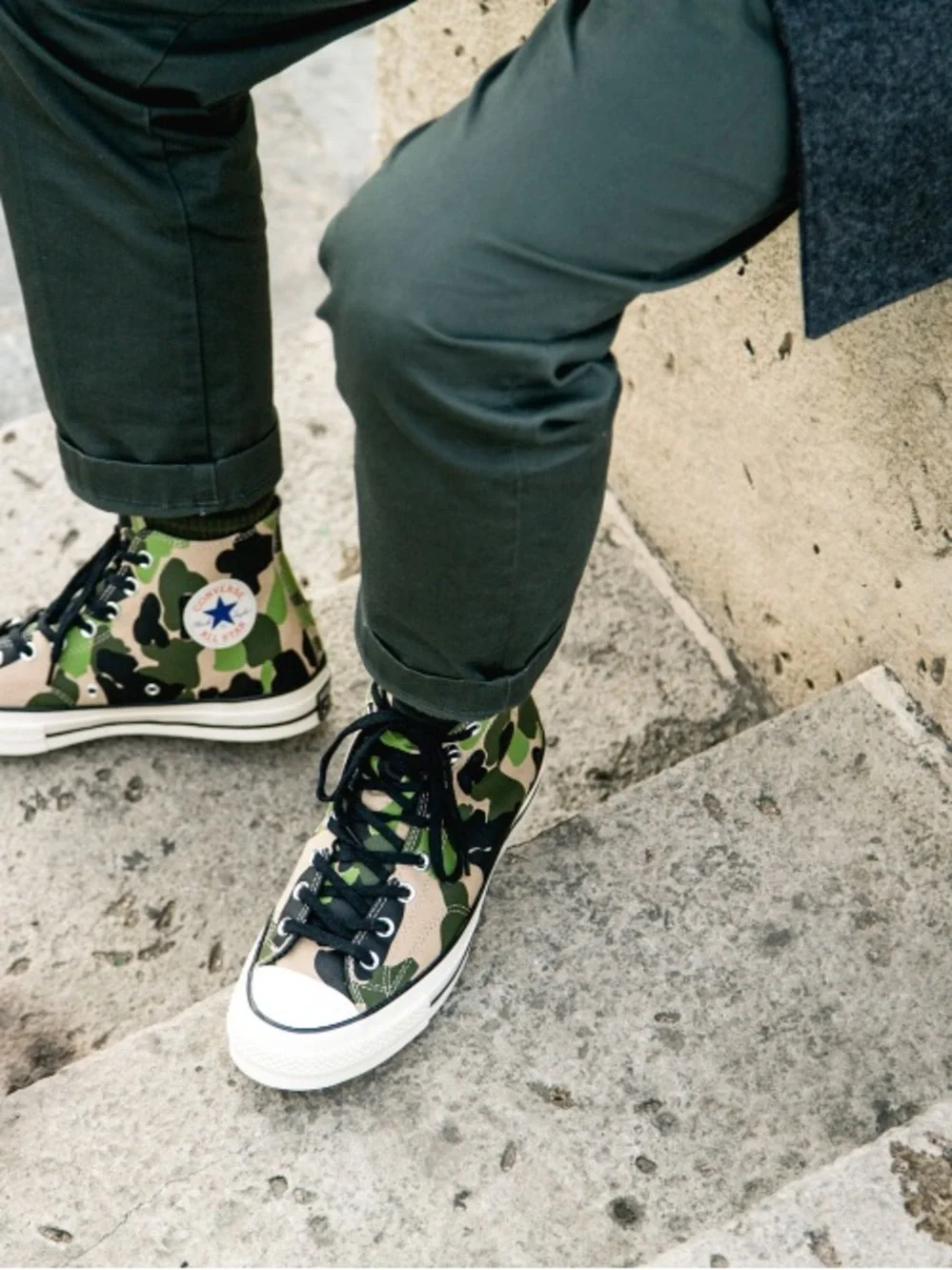 Converse Chuck 70 HI-top Camo Sneakers in Candied Ginger/Piq